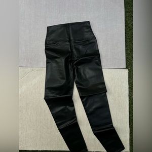 Black faux leather leggings